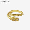 VIANRLA 925 Sterling Silver Cubic Zircon Vintage Inspired Ring Minimal Gold Plated Simple Ring for Woman