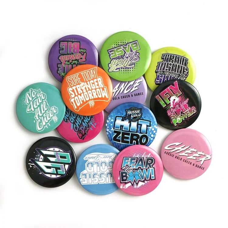 VastGifts Custom Promotional Tinplate Anime Round Tin Badge Pin Tin Button Badges Blank Metal Logo Custom Badge
