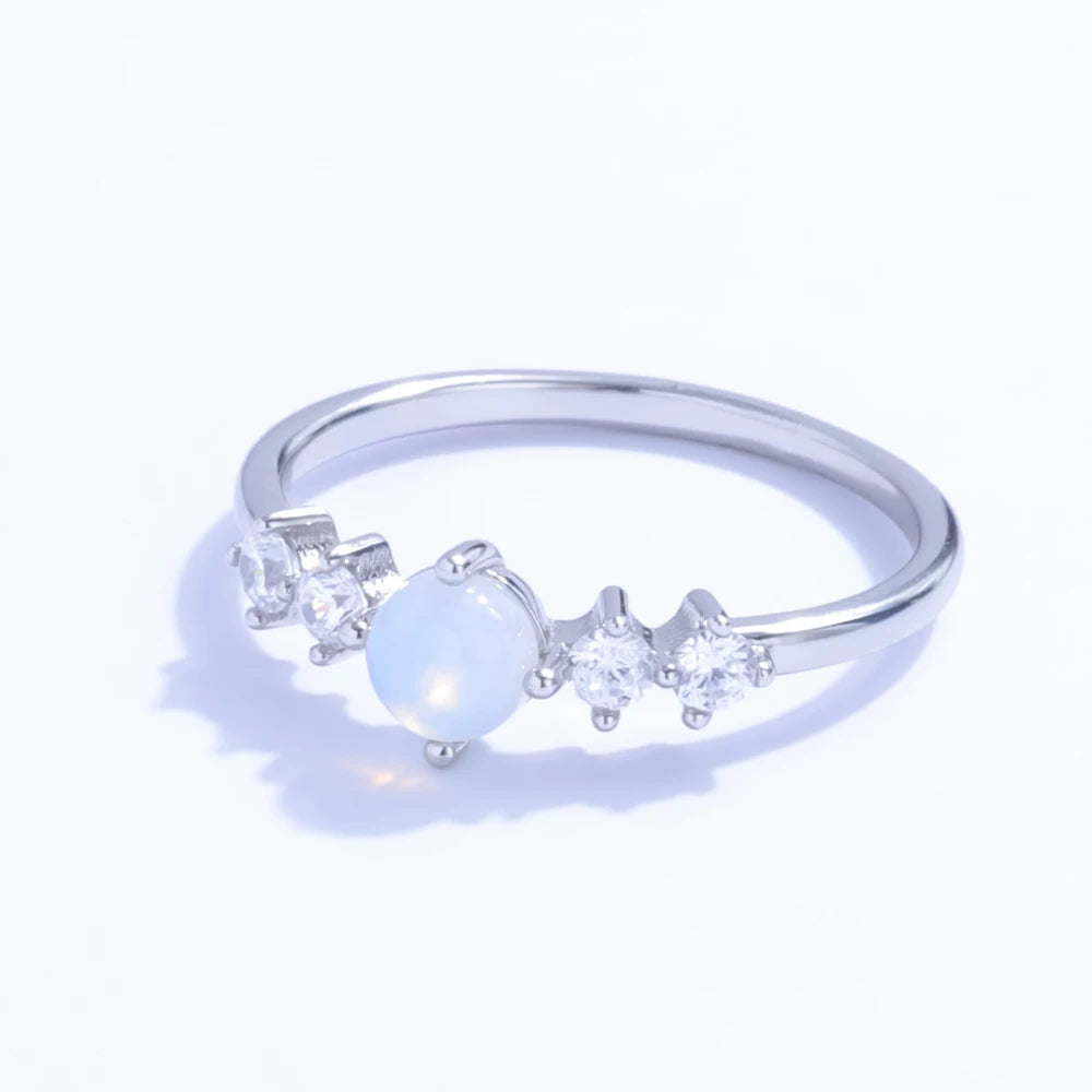 Fine Jewelry Joacii Unique Design 925 Sterling Silver Moonstone Cubic Zircon Women Wedding Engagement Ring