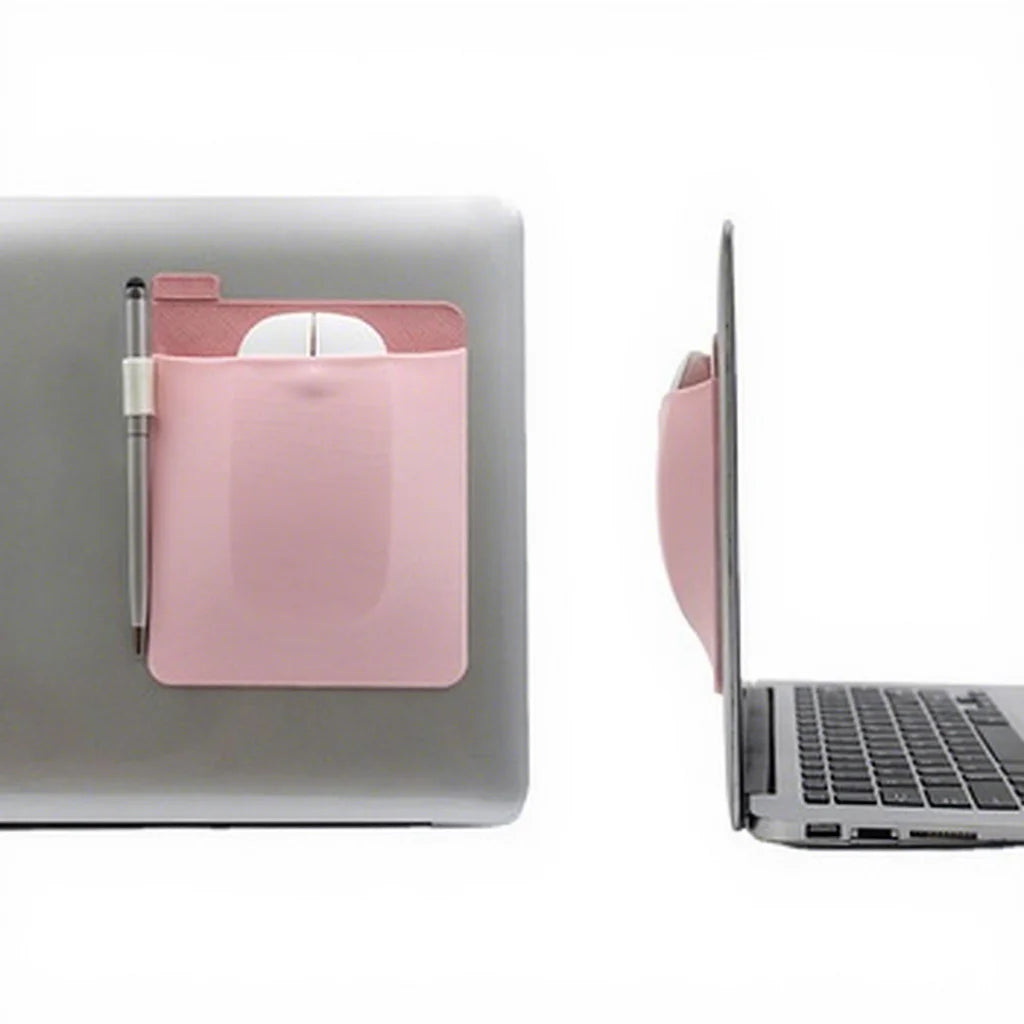 Quick Shipping Stick-On Mouse Pouch Wireless Mouse Holder Reusable Adhesive Mouse Bag for Laptop