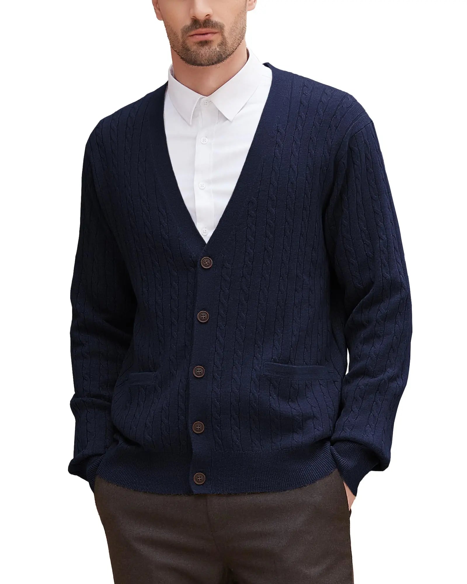 Ottoknit Custom Design Cropped Knit Cable Cardigan Chunky Wool Blend 3 Button Design