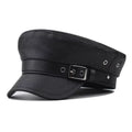 Unisex Navy Newsboy Cap 100% PU Leather Flat Top Gorras Korean Fashion Style for Men Women Students Locomotive Duck Tongue Beach