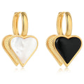 2024 New Brass Gold-Plated Natural White Mother-Of-Pearl Black Onyx Double-Sided Heart Earrings Women Jewelry Factory Wholesale