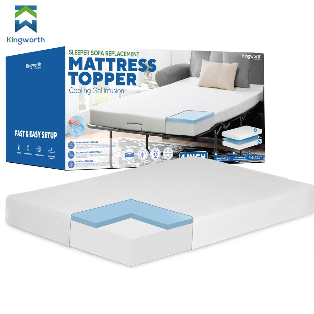 Kingworth Manufacturer King Size Luxury 4.5 Inch Sofa Bed Topper Mattress Cooling Memory Foam Gel Mattress
