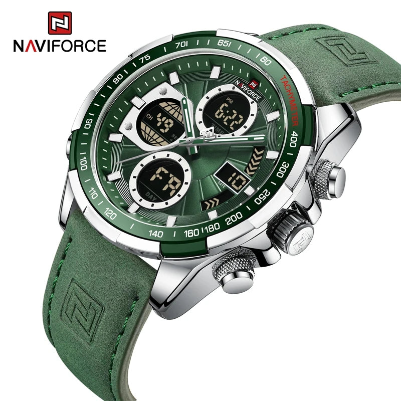 New NAVIFORCE Watches Men Luxury Sport Chronograph Alarm Wristwatch Quartz Waterproof Clock Digital Make Watch 9197L