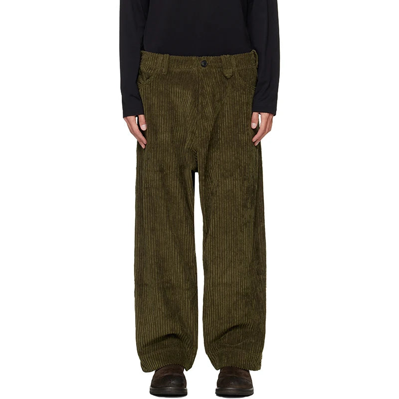 Custom Casual Cotton Wide Leg Side Pocket Corduroy Trousers for Men