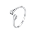 925 Sterling Silver Cute Cat Paw Hug Ring Animals Adjustable Finger Ring for Pet Lover Birthday Gift Fine Jewelry SCR961-E