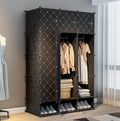 Black Checkered Plastic Closet Storage Wardrobe Sturdy Durable Closed Organization for Bedroom Living Room