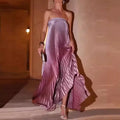 Women Elegant Big Hem One Shoulder Party Dress Show Style Pleated Gala Gowns Banquet New 2026 Gradient Tube Tops Evening Dress