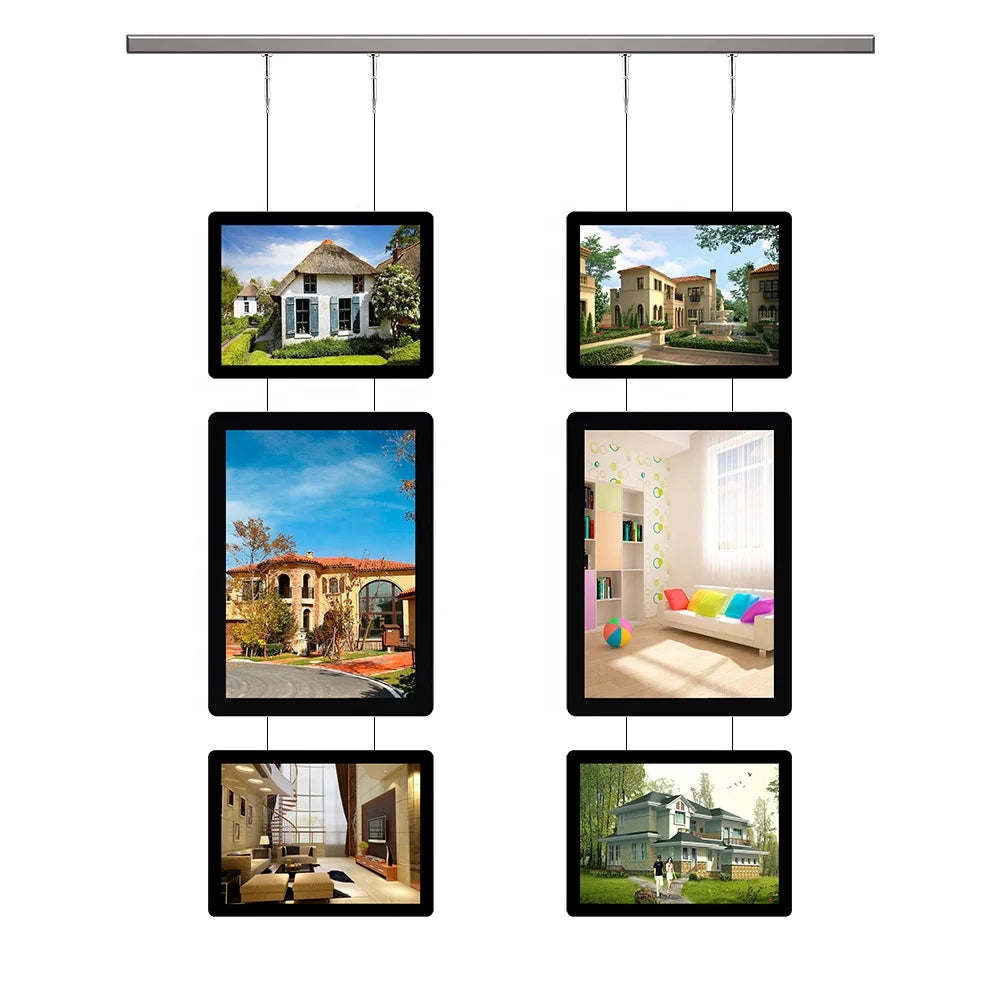 Custom Rectangle Thin Business Advertising LED Light Box Double Sided 10000 Lumens Hanging Super Clear Acrylic Real Estate