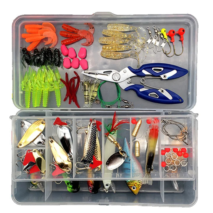 HYD 85pcs Artificial Minnow Crank Spoon Fishing Lure Set Durable Metal Plastic Silicone & PVC/Abs for River & Lake with PP Box