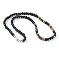 Unisex Handmade Bohemian Beaded Necklace Ethereal Style Black Agate Pearl Geometric Shape for Engagement Parties Surfer Jewelry