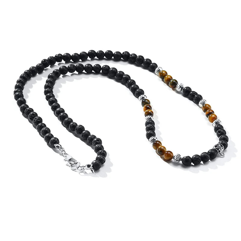 Unisex Handmade Bohemian Beaded Necklace Ethereal Style Black Agate Pearl Geometric Shape for Engagement Parties Surfer Jewelry