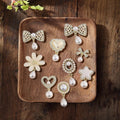 Mixed 100Pcs Pearl Heart Bowknot Star Flower Bow Cross Rhinestone Charm Pendant for Jewelry Making DIY Brooch Accessories Gift