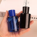 High Grade Screw Mouth Thick 50 ml Perfume Oil Spray Bottle Black Blue clear Perfume Glass Bottle with Box