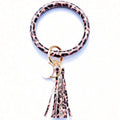 Best Sold Snake Pattern Leather Tassel Bracelet Key Ring Bangle Keychain Leather Wrist Bracelet Key Chains for Women Girls