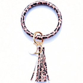 Best Sold Snake Pattern Leather Tassel Bracelet Key Ring Bangle Keychain Leather Wrist Bracelet Key Chains for Women Girls