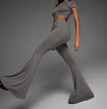 SPF 50 Sun protection Fabric Yoga Set Fitness Quick Dry Women's Clothes Crop t Shirt With Wide Bell Legging Two Pieces Set