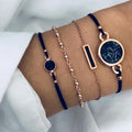 SC Hot Selling Round Gem Stone Bracelet Gold Plated Handmade Rope Bracelet Set Women Girls Geometric Bracelet Kit