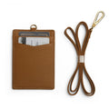 Premium Luxury Customized Logo Durable Genuine Leather Business ID Credit Badge Name Card Holder with Neck Straps Lanyards