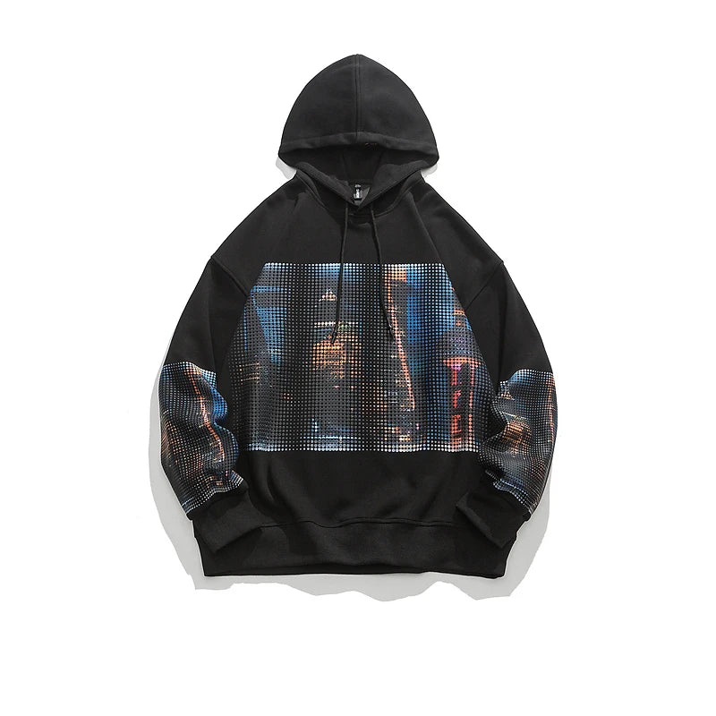 Fashion Waterproof Lined Pullover Custom Logo 100% Cotton All Over Printed Men's Plus Sized Hoodies