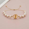 Go2boho Handmade String Gold Plated Beaded Bracelet Women Pulsera Jewelry Pendant Virgin Mary Charm Friendship Pearl Bracelets