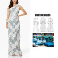 OEM Custom Brand Natural Hollow Long Design Women's Casual Sleeveless Ruffled Flower Splicing Lace Decoration One Shoulder Dress