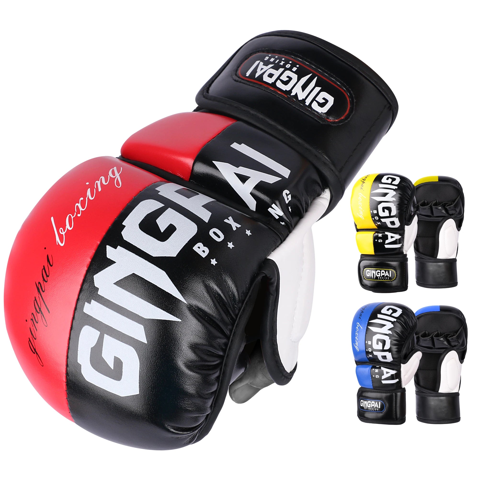 Professional Half-Finger Laced PU Leather Sanda MMA Training Gloves Hand Grips Waterproof for Closure for Outdoor Cycling Use
