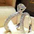 SC Statement Finger Ring Rhodium Plated Size 5-12 Wedding Engagement Crystal Rings Round Cubic Zirconia Rings for Women
