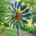Park Garden Ornament Iron Rust Windmill Double Side Kinetic Stake Wind Spinner