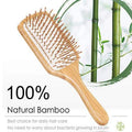Natural Eco-friendly 100% Bamboo Comb Paddle Massaging HairBrush Bamboo Bristles Detangling Hair Brush for Women