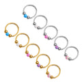 ASTM F136 Titanium Septum Hoop Clicker Nose Ring With 2 Ball and Opal Stone Ear Cartilage Tragus Helix Body Piercing Jewelry