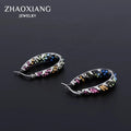 Bohemian Design Vintage Drop Earrings for Women Stainless Steel Jewelry Accessories CZ Zircon Paved Charms