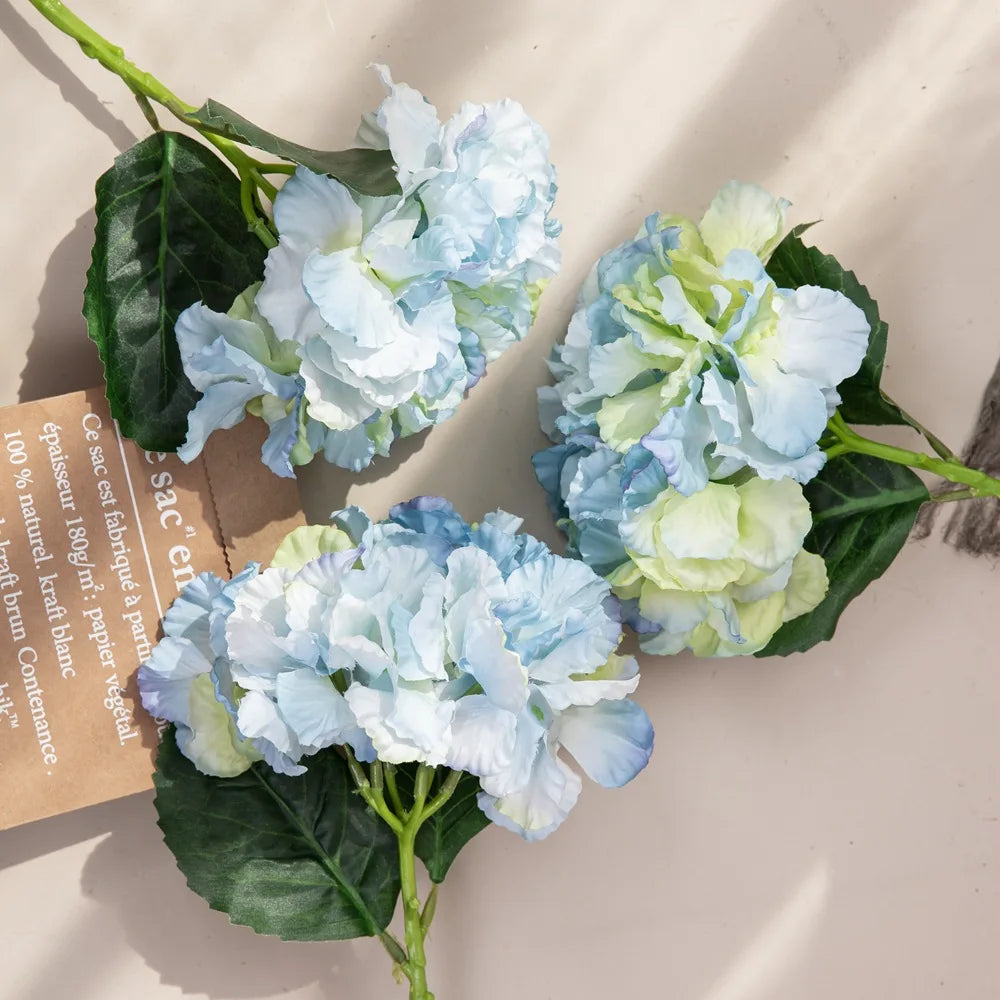 ZUOYI 34.5CM Cheap Mini Artificial Snow Single Branch Hydrangea Flower for Home Wedding
