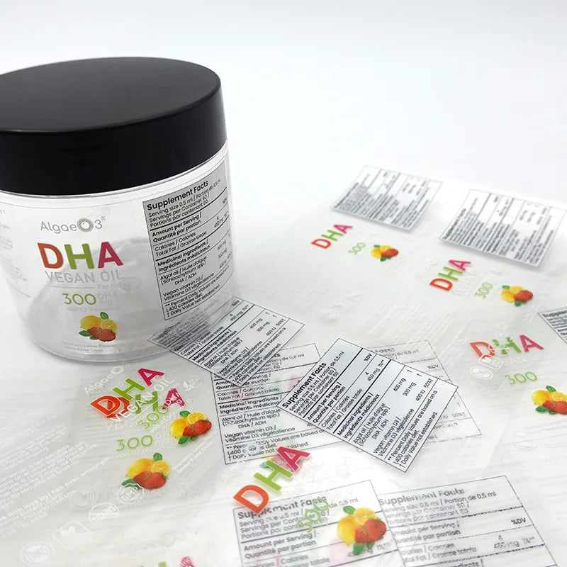 Custom  Printing Logo Vinyl Waterproof Hot Stamping Clear Stickers Roll Packaging Transparent Labels for Bottle