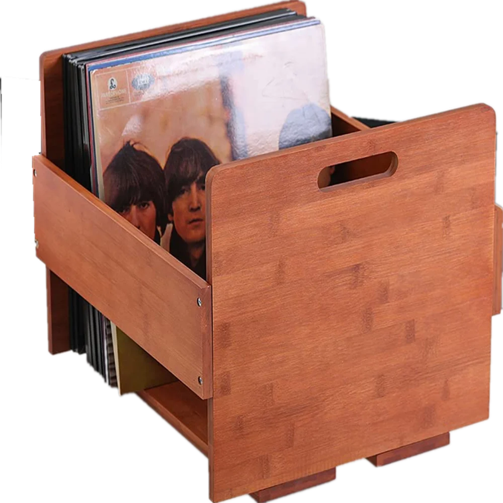 Bamboo Record Storage Crate Vinyl Storage Organizer Vinyl Record Rack Wooden Storage Crate
