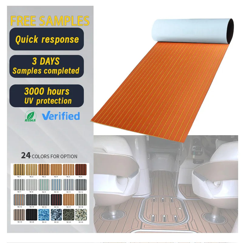 Best Quality China Manufacturer PE/EVA Brushed Boat Teak Decking Yacht Marine Flooring Carpet Outdoor Modern