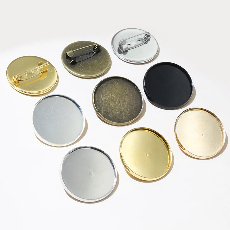 25mm Inner Size  Plated Copper Material Brooch Cameo Settings Cabochon Blank Base Trays
