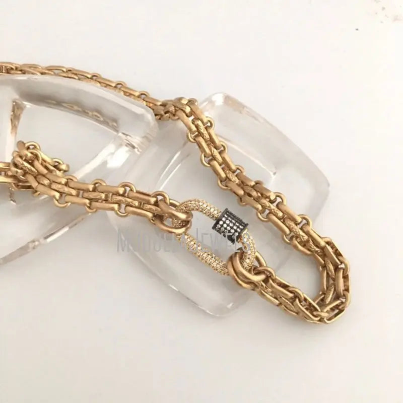 NM35053 Gold Plated Minimalist Jewelry Brass Screw Clasp Chain Necklace Trendy Minimalist Screw Clasp Choker Necklace