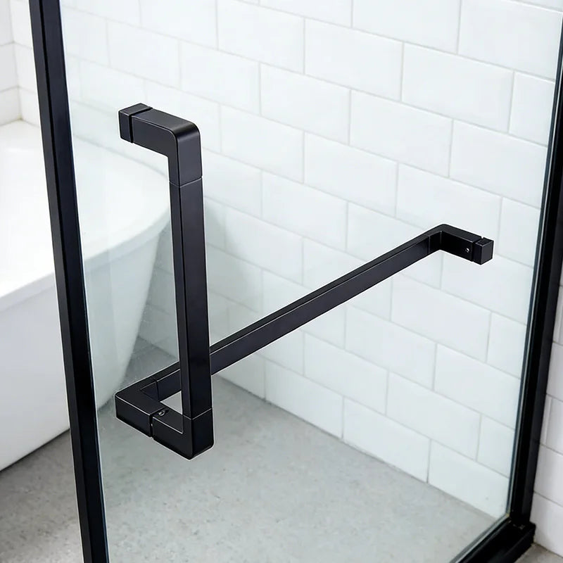 Wholesale Factory Price Black Brass Shower Door Handle Customizable Modern Bathroom Hardware