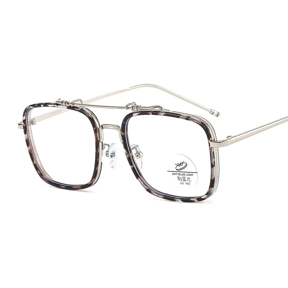 JH8838 Anti Blue Ray Computer Protect Eyeglasses New Luxury square Block Blue Light Optical Glasses Metal Frame