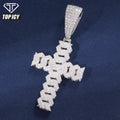 Iced Out 925 Sterling Silver Paved Diamond 2 Rows Cross Pendant Hip Hop VVS D Moissanite Diamond Pendant Necklace for Unisex