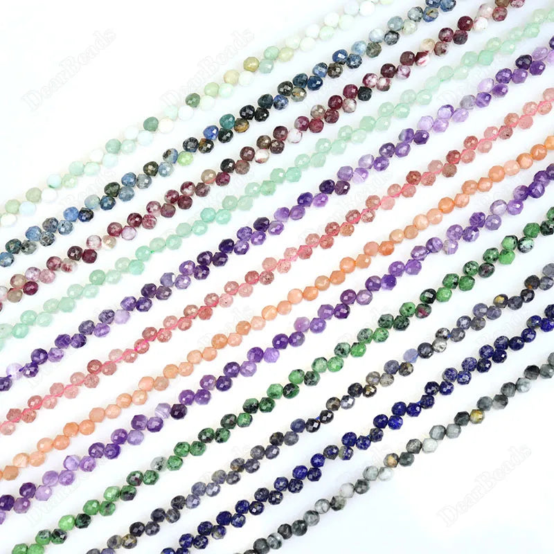2021 6mm New Stock Faceted Round Teardrop Beads Amethyst Tourmaline Burma Jade Buby Strawberry Strands for DIY JEwelry Making