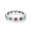 Sweet Multicolor Rainbow Zirconia Rings 925 Sterling Silver Nickel Free Love Heart Ring  for Birthday Valentine's Day Gift