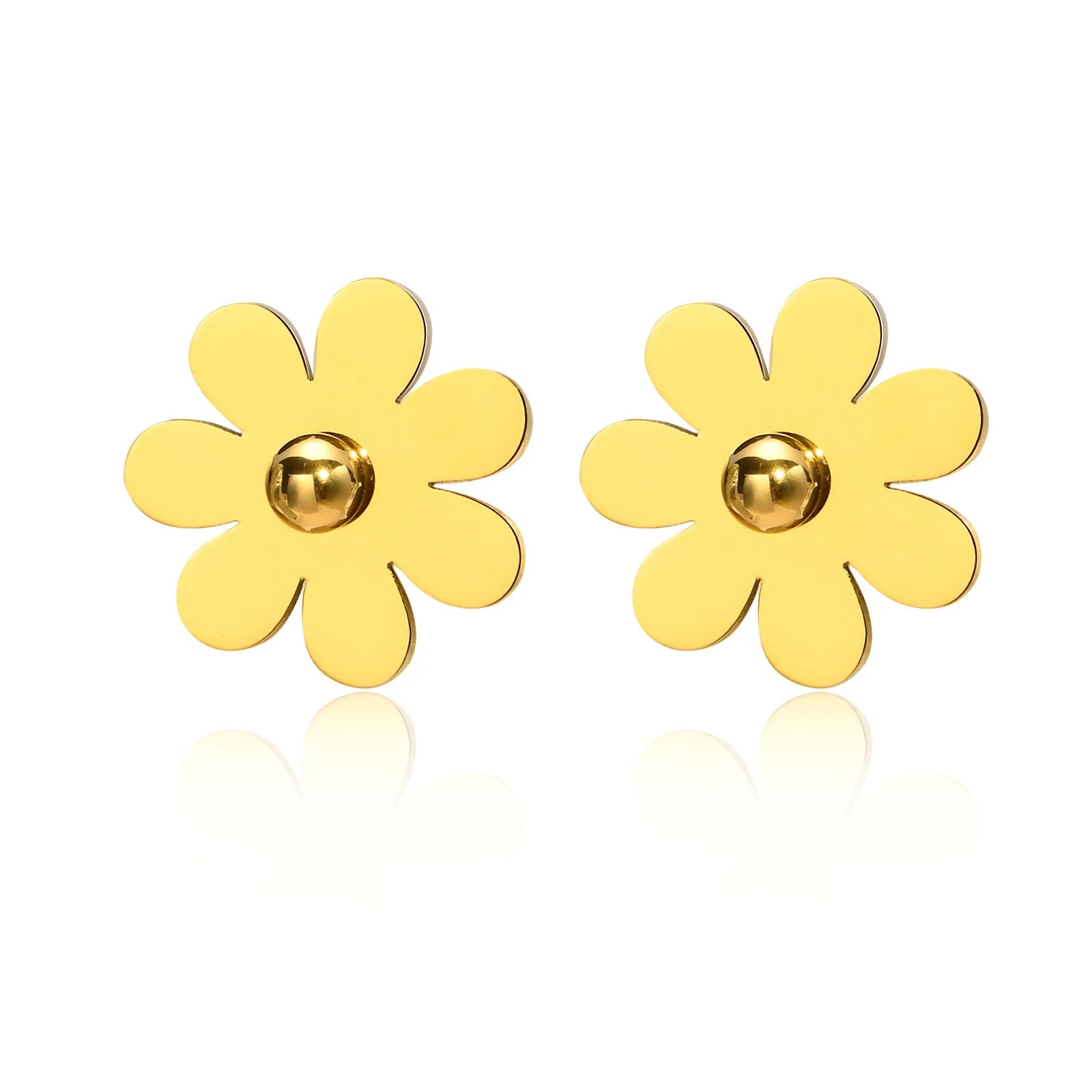 Custom Jewelry Women Tiny Cute Stainless Steel Daisy Stud Earrings