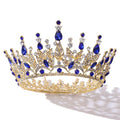 Fashion Trendy Elegant Antique Gold Bridal Tiara Crown with Black Light Purple Crystals for Women's Wedding Party Gifts
