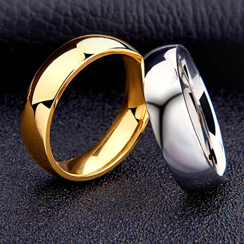Trendy Stainless Steel Chunky Rings Dainty Finger Ring Simple Smooth 6mm Plain Silver Ring for Women Men Wholesale Cheap