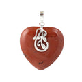 Hongzhuo New wholesale natural pink quartz red jasper chakra healing crystal stone heart shape pendant women fashion necklace Jewelry