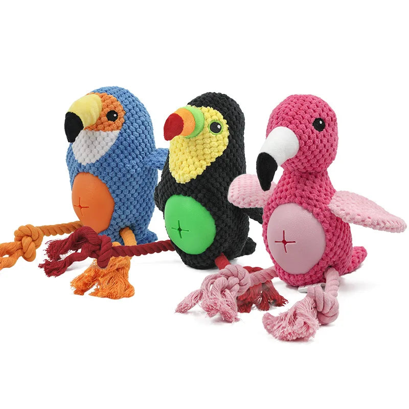 Birds Design Plush Dog Toys Food Dispensing Funny Interactive Durable Squeaky Pet Toys for Dogs Chew Toy