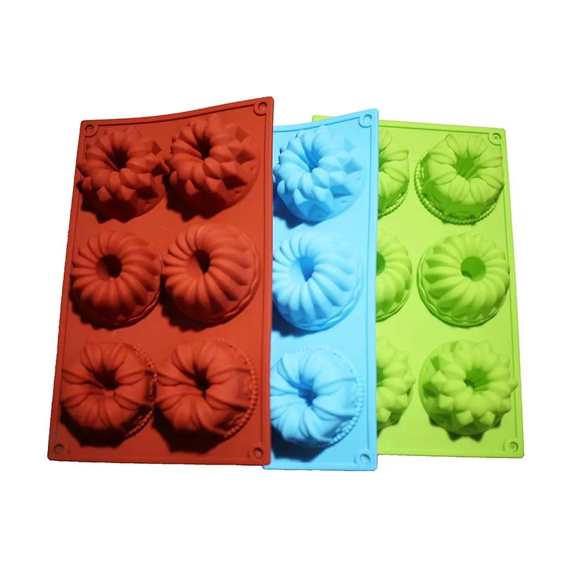 Reusable 6 Cavity Silicone Donut Baking Pan 3d Flower Shape Mini Baking Pan Tray Silicone Cake Mold
